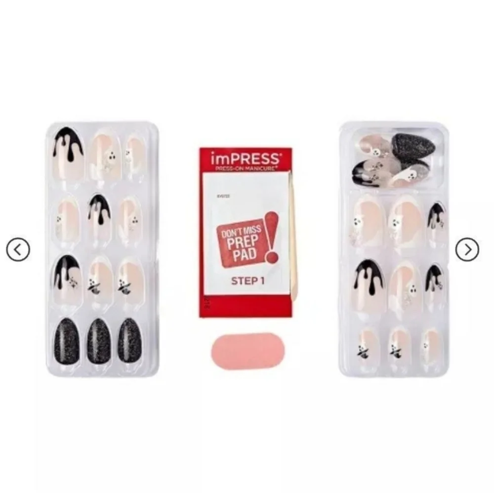 KISS Impress Goosebumps Halloween Black Glitter and Ghost Press on Nails